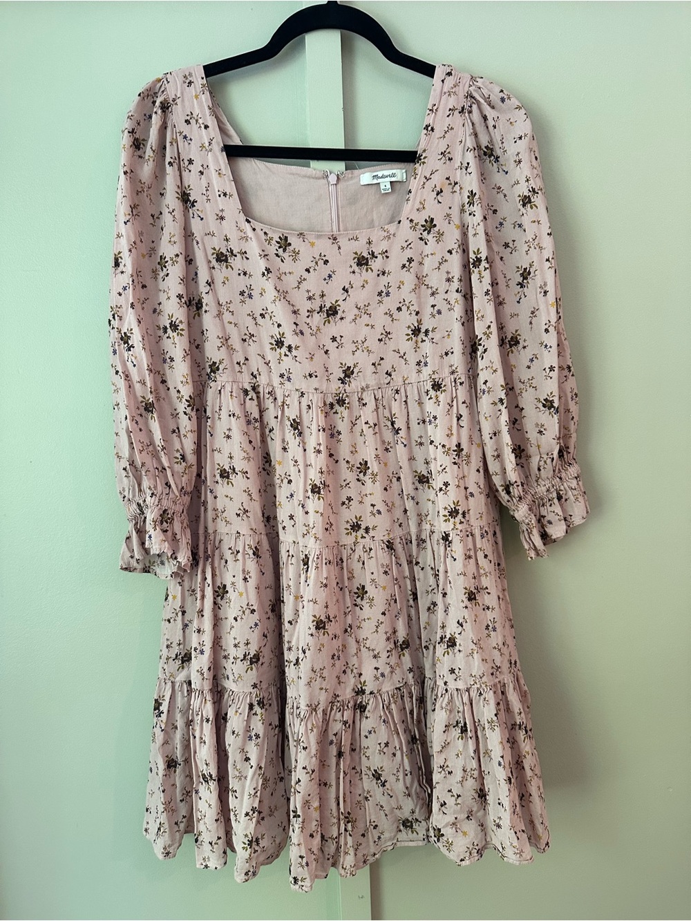 Madewell Lizzy Blush Pink Floral Tiered Mini Dress